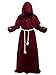Amayar Costume de soutane de moine avec capuche - Rouge -,XL,
