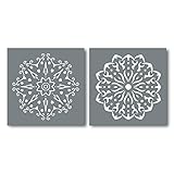 Large Mandala Stencil Set - 2 Reusable Mandala Stencils - Stencil Mandala Shapes on Walls + More with a Big Mandala Stencil - Modern Mandala Wall Stencil Set - DIY Mandala Stencils Reusable