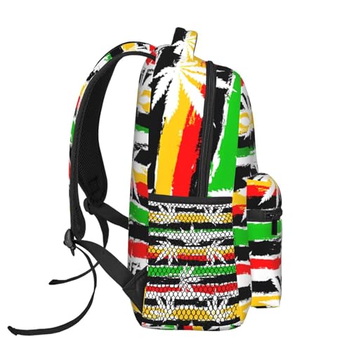 Jamaica Flag Marijuana Lightweight Backpack Travel Casual Bags for Women or Men 15.7 Inches3