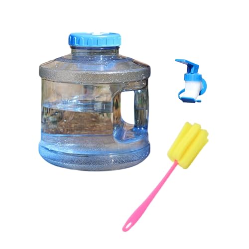 XAGMODSHN Contenedor de agua transparente de boca ancha con grifo integrado y cepillo de limpieza para actividades al aire libre, camping, senderismo, actividad, fácil limpieza, jarra de agua de