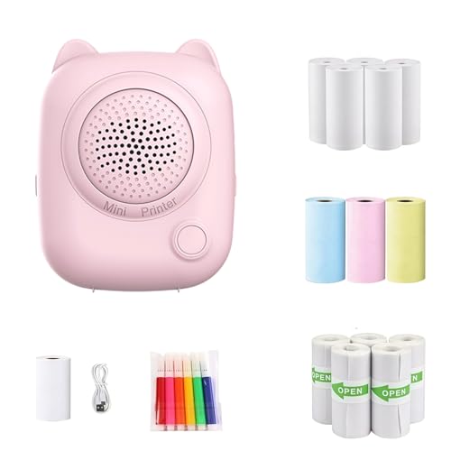 Image of Bxiadbzl AI Voice Powered Sticker Maker for Kids, Wireless 2.4G WiFi Inkless Pocket Thermal Note Label Printer,Mini Portable Printing Machine for DIY Coloring (Pink)