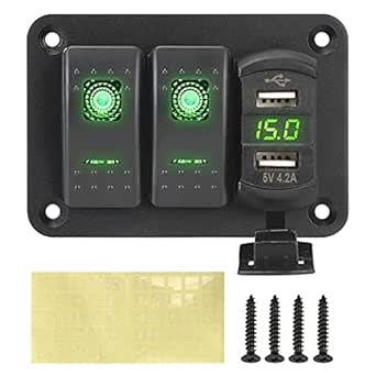 Vuzmode Dual USB Port Circuit Breaker Voltmeter Waterproof Car Marine ...