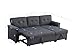 ERYE 83-inch Pull Out Sleeper Couch Bed, L-Shaped Reversible Sleeper Sectional Sofa Linen Blend Tufted Upholstered Corner Convertible Sofa Bed with Storage Chaise
