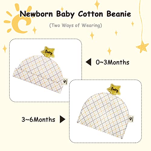 Beboan Newborn Hats And Mittens Set 0-6 Months, Beanie Infant Hat For Baby Boys Girls 100% Soft Cotton Hospital Hats 2 Pack，Newborn Essentials, Orange And Yellow #TOP3