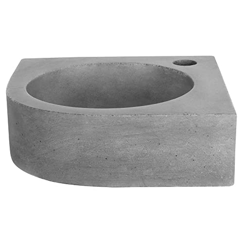 Differnz Cleo Waschbecken - Waschtisch Dunkelgrau Beton - Gerade Armatur Chrom - Komplettset - 31,5 x 31,5 x 10 cm