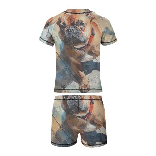 Red French BulldogChildren's Casual Swimsuit Set - Simple and Versatile10-12Y（150cm）4