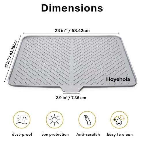 Image of Extra Large Silicone Dish Drying Mat for Kitchen Countertop (58 x 43 cm) | Built-in Drain Lip Water Draining Utensil Mat | Heat-Resistant, Anti-Slip Sink & Counter Protection Mat