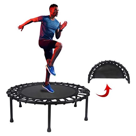 NEWAN Fitness Trampoline Half Folding 38‘’-40'' ，Bungee Rebounder Exercise Trampoline for Adults，Quiet Mini Trampoline for Indoor Outdoor Garden Workout --Max 550lbs