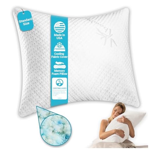 Xtreme Comforts - Slim Hypoallergenic Kool-Flow Bamboo Shredded Memory Foam Bed Pillow for Sleeping, Back, Side & Stomach Sleepers -Standard Size- Made in USA