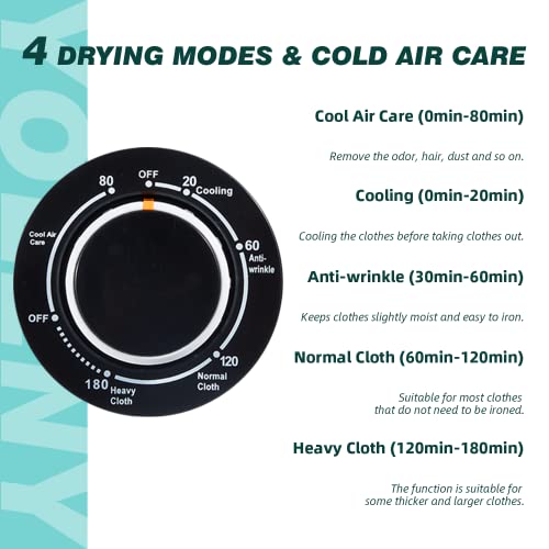 YOLENY Electric Portable Compact Laundry Dryer 1.6 cu.ft, 9 lbs Load Stainless Steel Portable Dryer, 4 Drying Mode, Cold Air Care, for Apartments, White