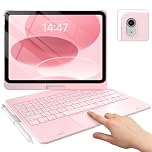 typecase Keyboard Case for iPad A16 11th Gen 2025 11 inch / 10th Gen 2022 10.9 inch – 360° Rotatable, 11-Color Backlit, Multi-Touch Trackpad, Thin & Light, UK Layout, Light Pink