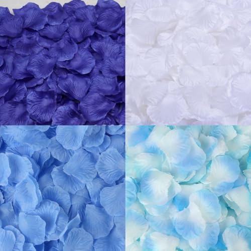 HappyHome フラワーシャワー 花びら 造花 1200枚セット フラワーペタル 結婚式 2次会 パーティーの演出に (ブルー×ホワイト) [2]