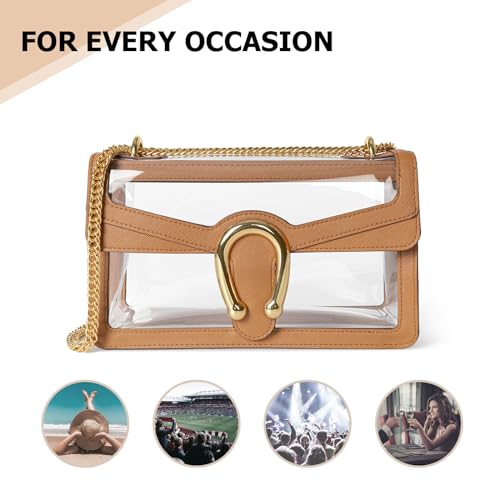 Image of Joryin Women's Stadium Approved Crossbody Bag for Women, Small Clear Bag Shoudler Purse with Chain Strap