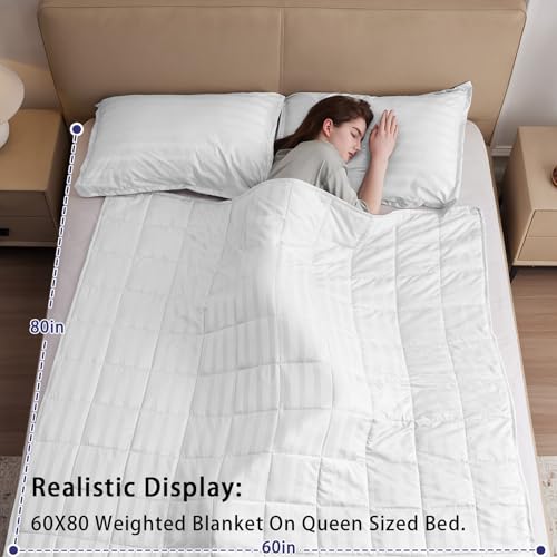 Image of yescool Weighted Blanket for Adults (20 lbs, 60 inch x 80 inch, Snowy Stripes) Heavy Blanket for Sleeping Perfect for 190-210 lbs, Queen Size Breathable Blanket with Premium Glass Bead, Machine Washable