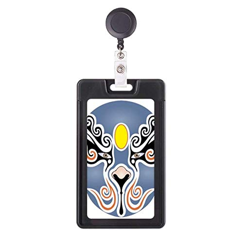 Porte-badge enrouleur avec étui pour carte à motif opéra de Pékin