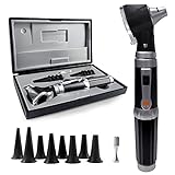 SCIAN Otoskop - Ear Scope mit Licht, 3 fache Vergrößerung, 4 Speculum Tips Größe, Tool zur Diagnostik mit Hartplastik Fall, Piccolight Otoscope Set für Krankenschwester, Kinder, Erwachsene(Schwarz)