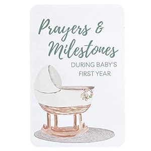 Prayer & Milestone Cards for Baby’s First Year, Monthly Baby Milestone Cards, Unique First Time Mom Gift, Religious Baby Shower Gifts, Gender Neutral Baby Keepsake (Classic Neutral)