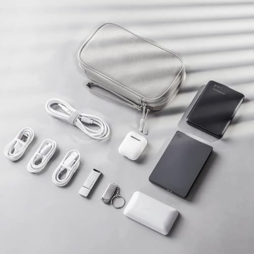 ProCase Porta Cavi da Viaggio a 3 Strati Viaggio Accessori Utili, Borse Organizer per Cavi Tech Pouch Custodia Portatile per Cavi, Caricabatterie, Power Bank, Adattatori -Grigio/S - Immagine 3