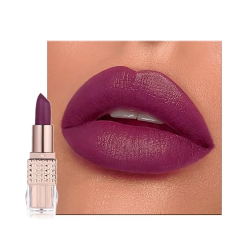 Deep Purple Brown Lip Stick, Fuchsia Lipstick for Women Long Lasting, Matte Lip Balm Waterproof Non-fading Non-Sticky Full-Coverage Lipsticks, Punk Gothic Velvet Lip Gloss Lip Stain