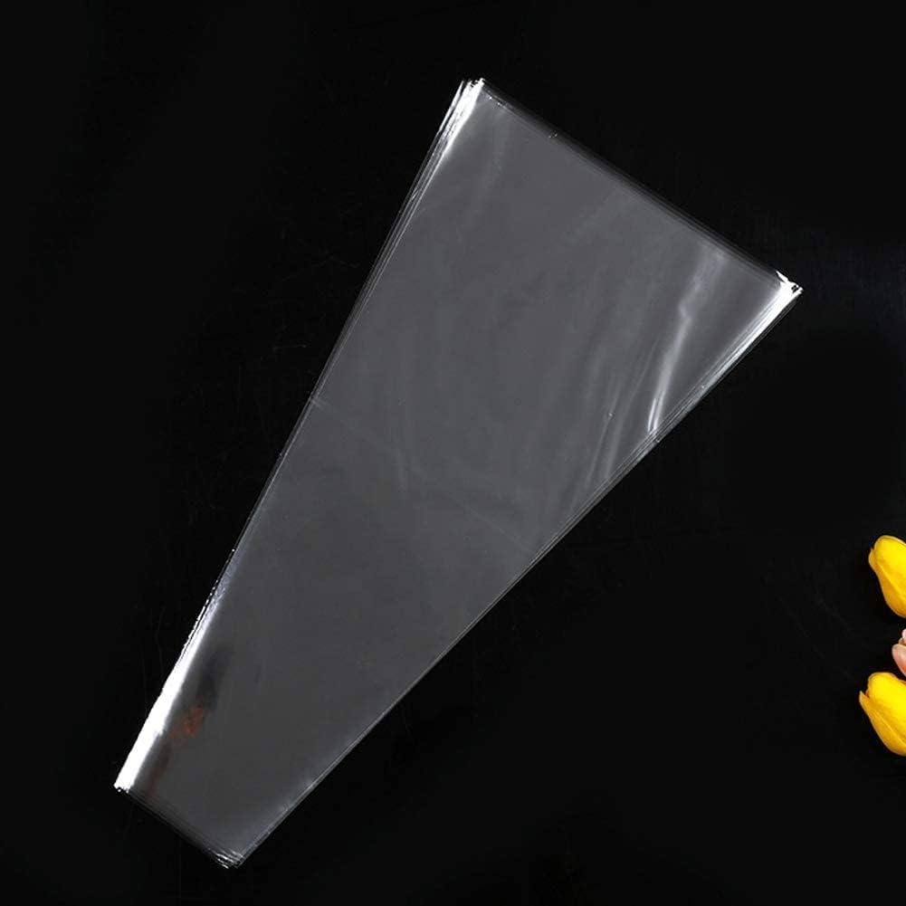 100 Pcs Clear Plastic Flower Bouquet Bag Sleeve, Transparent Cellophane Bags Rose Packaging Bags Gift Wrap Cellophane for Valentine's Day Gift Wrapping