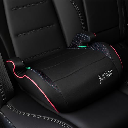 PETEX "Max" Kindersitzerhöhung Sitzerhöhung nach i-Size Norm R129, Kindersitz/Autositz für Kinder, pink/schwarz, 1 Stück 2
