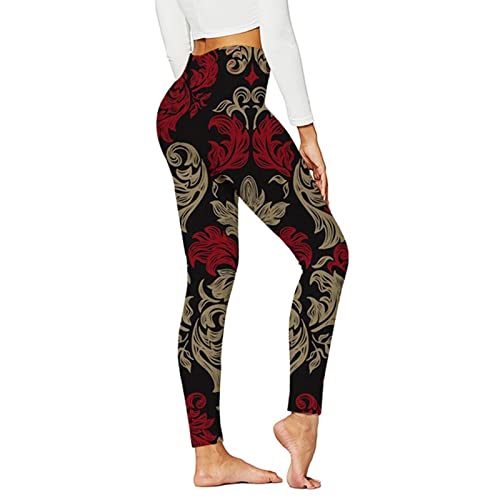 Leggings de compresión vino XXL de cintura alta para fitness y running de mujer