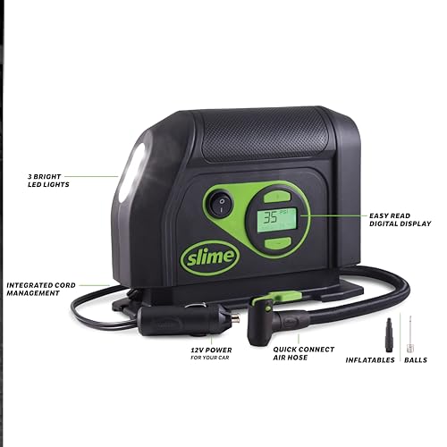 Slime 40051 Tire Inflator, Portable Car Air Compressor, Inflate Right Automatic Shut Off thumb #5