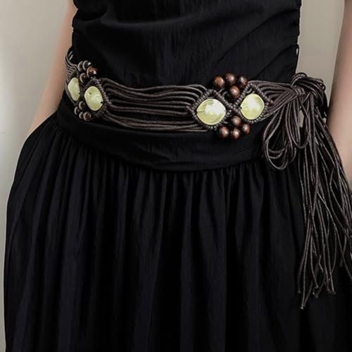 Decorative Tassels Waxed Rope Belt For Dresses Adjustable Braided Waistband Women Fashion Accessories Holiday Waist Rope4