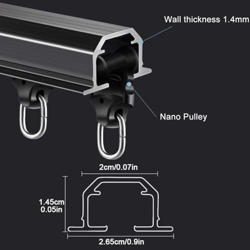 Rail de rideau de plafond encastré – Tringle cachée pour séparateurs de pièce et solutions d'intimité Montage au plafond lisse Design parfait pour la maison et le bureau