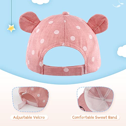 Xiaohawang Dot Partten Baby Caps Summer Girl Boys Sun Hat With Ear Spring Summer Newborn Photography Props (Pink) #TOP3