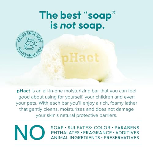 ANDREW LESSMAN pHact Moisture-Rich, Soap-Free Cleansing Bar. Natural Skin pH. Fragrance-Free. All Skin Types - Even Sensitive Skin. Hypoallergenic. Dermatologist Tested. 3 Pack 4.25 oz each