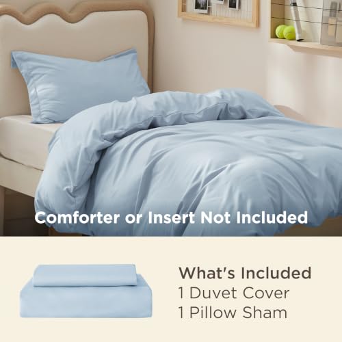 Image of Bedsure Twin /Twin XL Duvet Cover, Double Brushed Bedding Set, Light Blue | For Kids & Adults, 68 inchx90 inch Comforter Cover, Hotel Luxury, All Season, Breathable, Easy Care, Lightweight, Zipper Closure