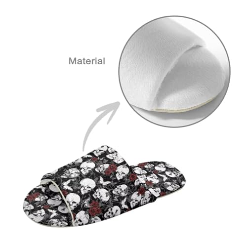 Halloween Themed Print House Slippers for Woman Fuzzy Indoor Slippers Non Slip Portable Guest Shoes Open Toe Hotel Spa Travel4