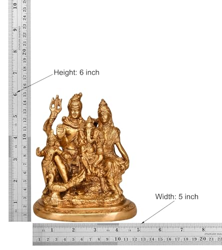 Image of Dattatreya Brass Shiva Shiv Parivar Family (Gold) Home Decor