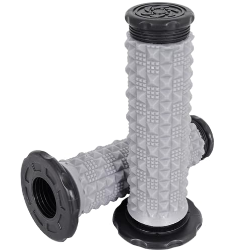 RUTU 7/8 ATV Grips 22mm Handlebar Grips with Anti-Slip Tread TPR Rubber Quad Grips Universal Fit for ATV Quad 4 Wheeler - Black-Grey