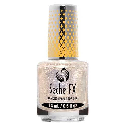 Seche FX Diamond Effect Dry Fast Top Coat – Gold Glitter Finish, Instant Gel Effect Top Coat, Long Lasting Glossy Nail Polish – 0.5 oz