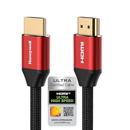 Image of Honeywell HDMI Cable 2.1 with Ethernet, 8k@60Hz, 4k@120Hz UHD Resolution, 5 Mtr(16.4ft), 48 GBPS Transmission Ultra High Speed, Dolby DTS, eARC,3D,Male-to-Male,Compatible with all HDMI-Enabled Devices