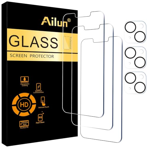 Ailun Screen Protector + Camera Lens Protector for iPhone 14, 3+3 Pack