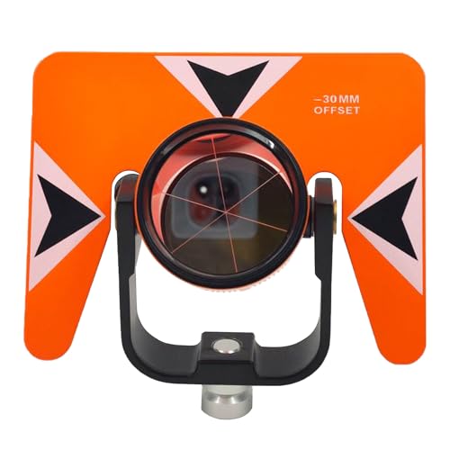Single Frame Prism Surveying Tilt Prism with Range Tester Target Plate Tilting and Swiveling Holder for Nikon Total Station, Offset 0/-30mm, 5/8