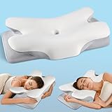 Q-max Almohada cervical para aliviar el dolor al dormir, almohada ortopédica de espuma viscoelástica suave sin olor para dormir boca