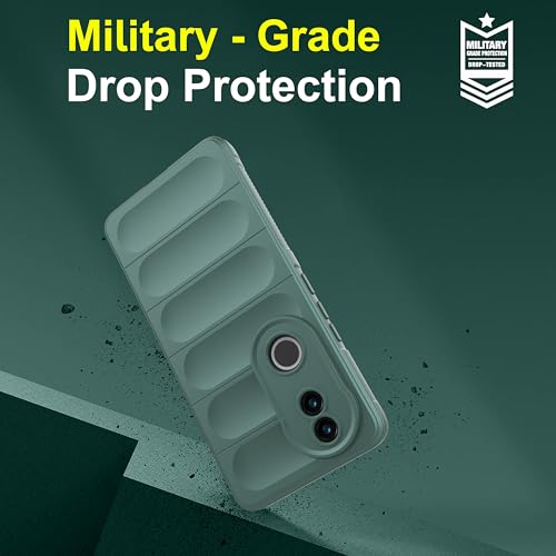Image of Zapcase Back Case Cover for Vivo V50e 5G | Compatible for Vivo V50e 5G Back Cover | Liquid Silicon Magic Case with Camera Protection | Dark Green