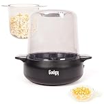 Gadgy Premium Popcorn Machine – Electric Popcorn Maker with Non-Stick Plate, Stirrer & Bowl Lid – Fast 5-Min Popper for Home, Movie Night – Butter Melting Function – Matte Black Finish