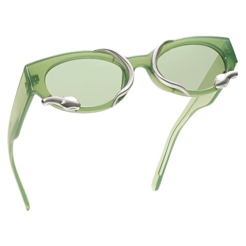 Trendy Sunglasses for Women Men Vintage Narrow Cateye Metal Snake Sunnie Y2k Accessories AP3621