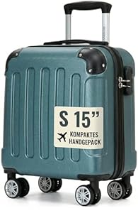 BEIBYE Kabinenkoffer 45x36x20 cm – Handgepäck Koffer, Leichter ABS Hartschalenkoffer mit 4 Rollen, Untersitz Koffer für die Meisten Airlines & Kurzreisen, Dunkelgrün