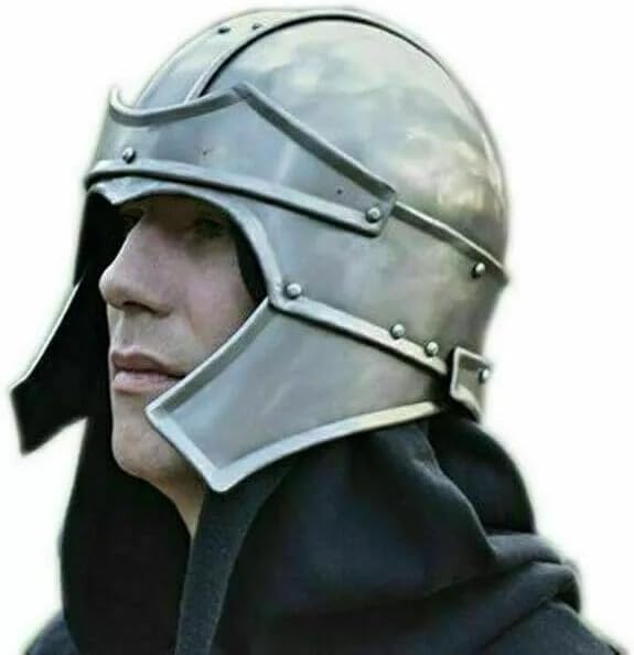 Medieval Armor Roman Gladiator Helmet, Silver Metal, One Size Fits Most Adults, Fantasy Costume Headwear for Halloween, Spartacus Theme