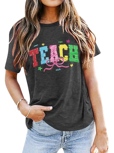 Teacher Shirts Women First Day of School Tshirt Helping Little Minds Grow Shirt Cute Flower Graphic Preschool Teacher Tee Top