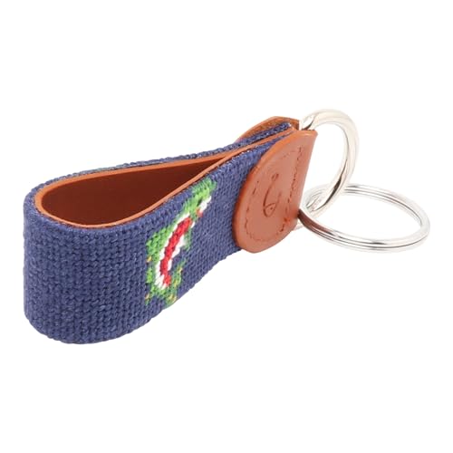 Image of Leather Hand-Stitched Needlepoint Key Fob or Key Chain