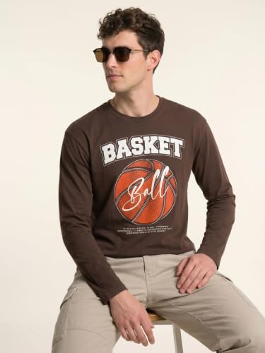 Image of Veirdo Men's Full Sleeve Printed T-Shirt | Trendy Graphic Print Tee