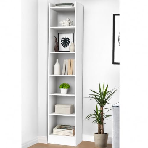 Image of Callas 6 Layer Engineered Wood Bookshelf Multipurpose Home Decor Storage Rack | Showcase Organizer for Living Room, Kitchen, Bedroom, Office | (BR-07-White)