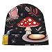 WUXEKZO Fashion Beanie Hats with Adjustable Band Oversized Hat Cap Soft Touch Windproof Headwear Skull Cap for Skating Travel, Multifunctions Scarf Hat, Witch Witchy Goth Magic Mushrooms